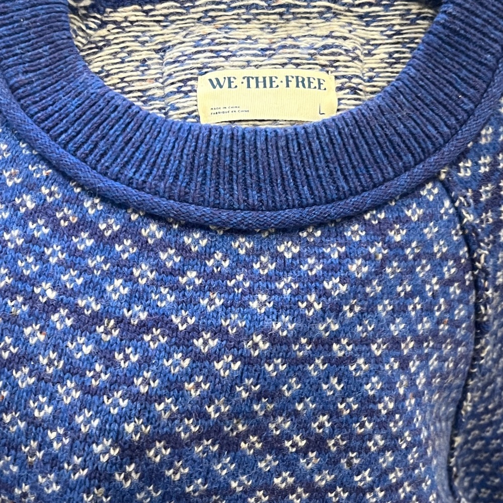 We The Free Blue Patterned Women's Sweater
